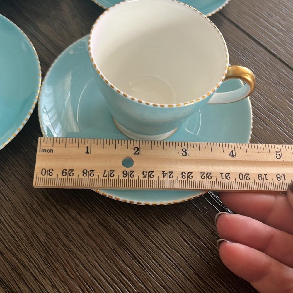 4 Wedgwood Bone China Made in England Blue Demitasse Teacups and Saucers - Picture 13 of 13